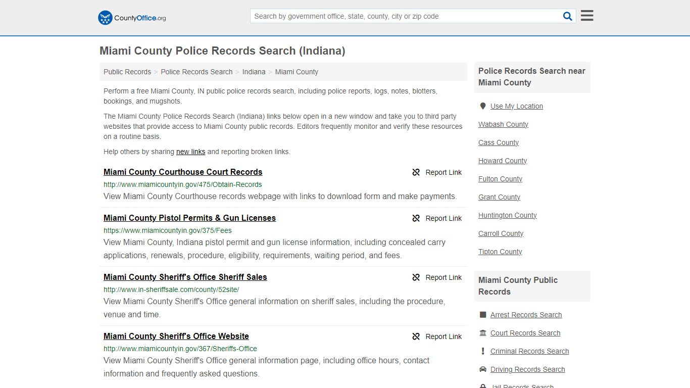 Miami County Police Records Search (Indiana) - County Office